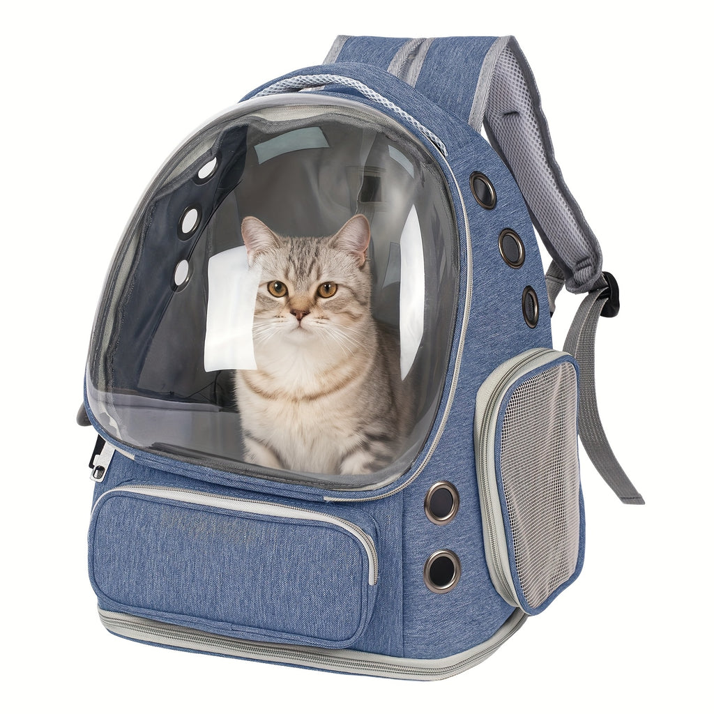 Cat Carrier Backpack with Clear Bubble Window, Breathable Space Capsule Travel Bag with Zipper Entry for Cats and Kittens, Six Color Options