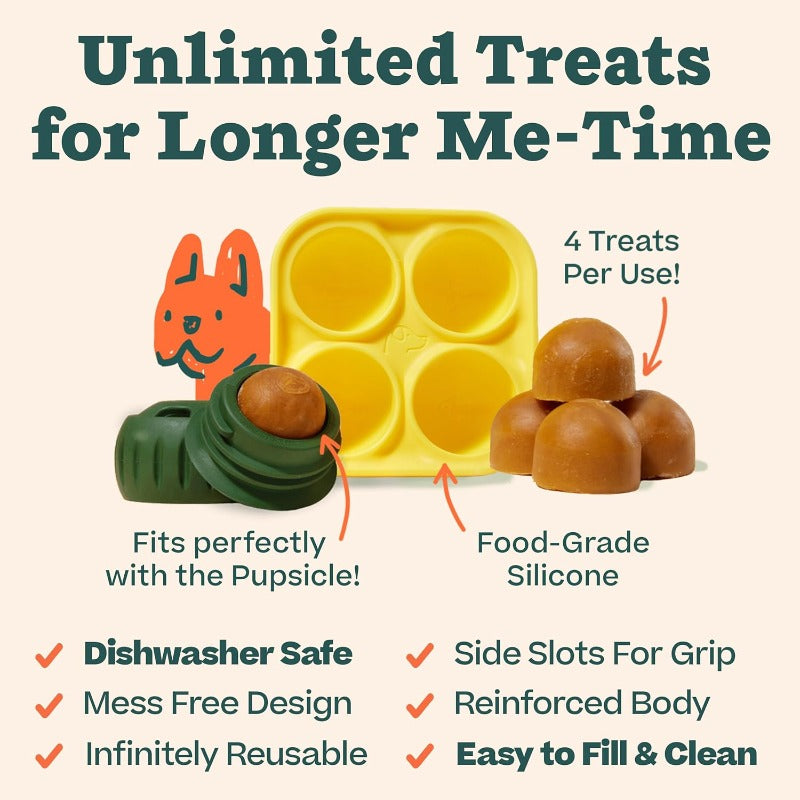 Dog Treat Ball and Tray Mold Set, 2-Piece Battery-Free Interactive Chew Toy Kit for Supervised Enrichment, Orange or Green Ball Options