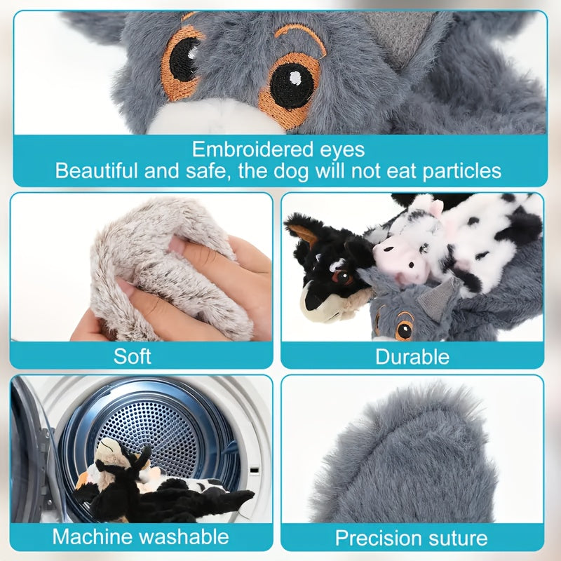 Animal-Shaped Squeaky Dog Toys 10 Pack, Plush Pet Toy Set for Supervised Gentle Chewing and Interactive Indoor Play, Christmas or Everyday Options
