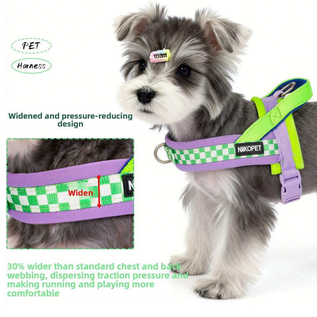 Saddle Style Dog Harness Vest for Small and Medium Dogs, Heart Detail Walking Harness in Green Purple or Red Yellow, XS to L Options