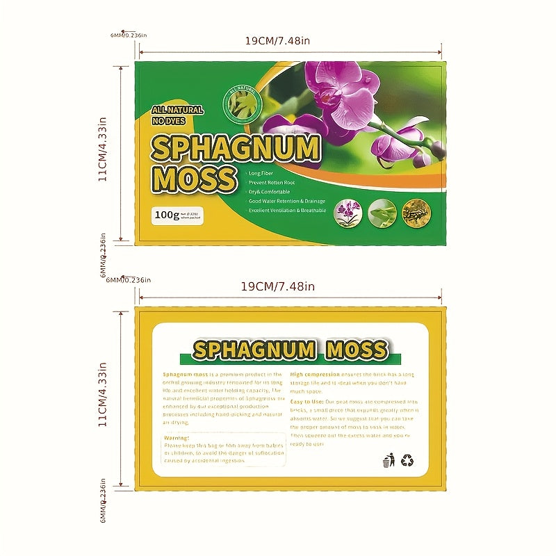 Peat Moss for Reptile Habitats, Orchids and Carnivorous Plants, Compressed Water-Expanding Dry Moss in 100g or 200g Packs for Planting Projects