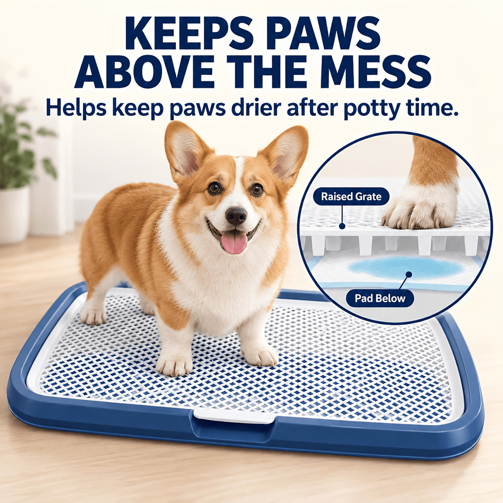 Dog Pee Pad Holder with Removable Grate, Leak-Proof Washable Puppy Potty Training Tray for Indoor Apartment Toilet Routines