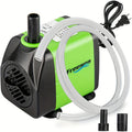 Submersible Fountain Pump 160GPH 10W with Adjustable Flow, Two Nozzles and Tubing for Aquarium, Small Pond and Hydroponic Water Circulation