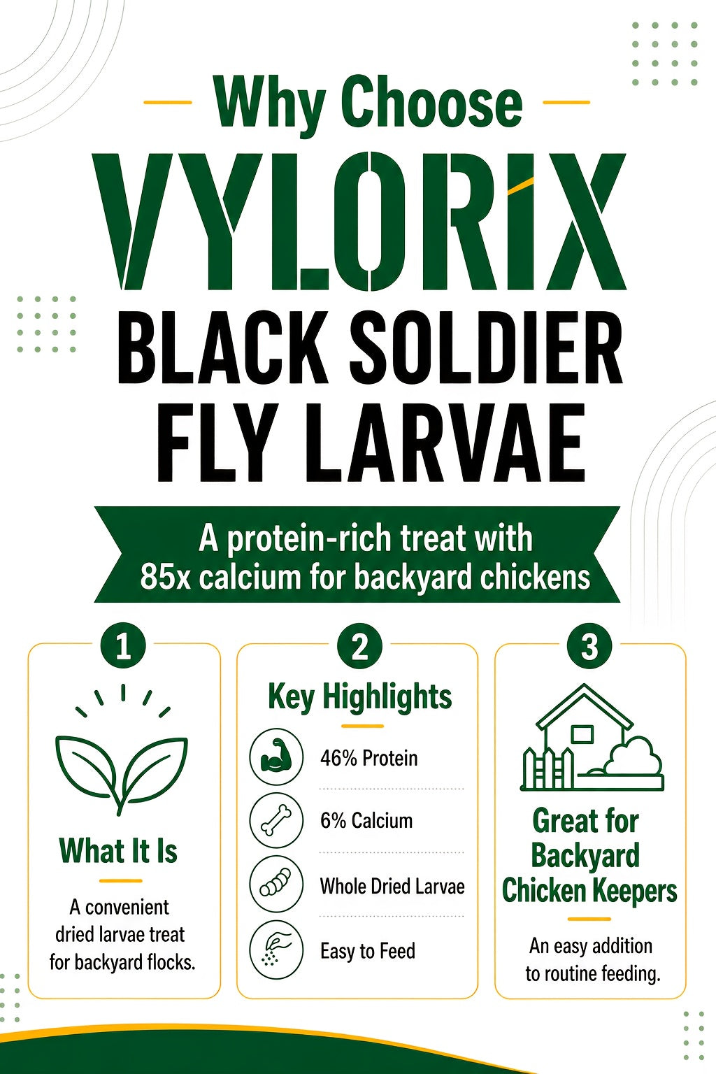 Dried BSFL Grubs for Chickens, Black Soldier Fly Larvae Treats with 46% Protein and 6% Calcium for Hens, Ducks and Birds, 2, 5 or 10 lb