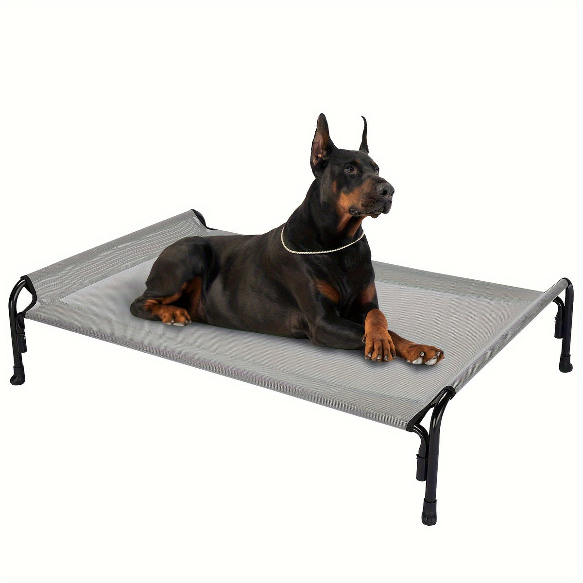Elevated Dog Bed with Sloped Headrest, Breathable Raised Pet Cot in M to XXL Sizes for Indoor Lounging, Outdoor Rest and Camping