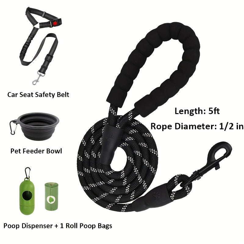 6-Piece Dog Harness and Leash Set, Reflective Oxford Vest with Front and Back Clips, Control Handle, Bowl and Walking Accessories, XS–XL