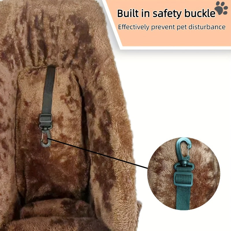 Dog Travel Bed with Plush Paw Print Design, Lightweight Non-Slip Small Dog Sofa with Carry Handles for Cozy Home Rest and Car Travel Setup