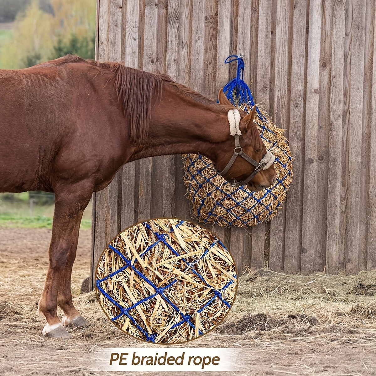 Horse Hay Nets 2 Pack, 40-Inch Slow Feed Hay Bags with 2-Inch Holes for Horses, Sheep and Donkeys, Black or Red Feeding Net Options