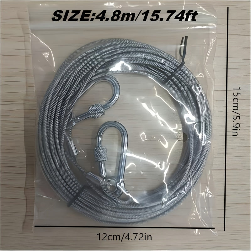 Reflective Dog Tie Out Rope with Stainless Steel Swivel Spring Hook, Outdoor Yard and Camping Lead for Supervised Use, Two Listed Length Options