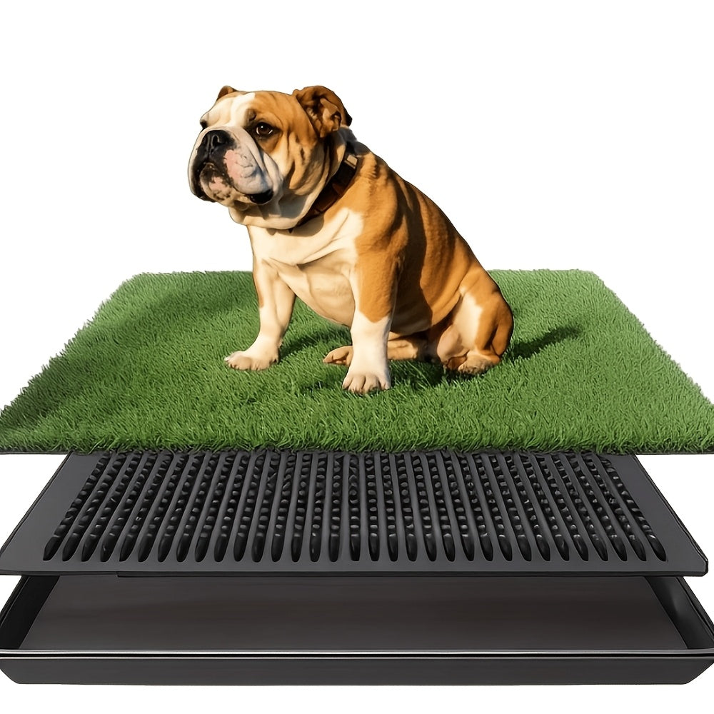 Grass Dog Potty with Tray, Three-Layer Washable Reusable Puppy Training Mat for Indoor and Outdoor Housebreaking and Everyday Pet Toilet Routines