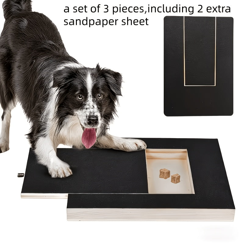 Dog Nail Scratch Board with Adjustable Bracket, Foldable Paw Filing Pad with 3 Angles from 45–65 Degrees and 2 Sandpaper Sheets for Home Grooming