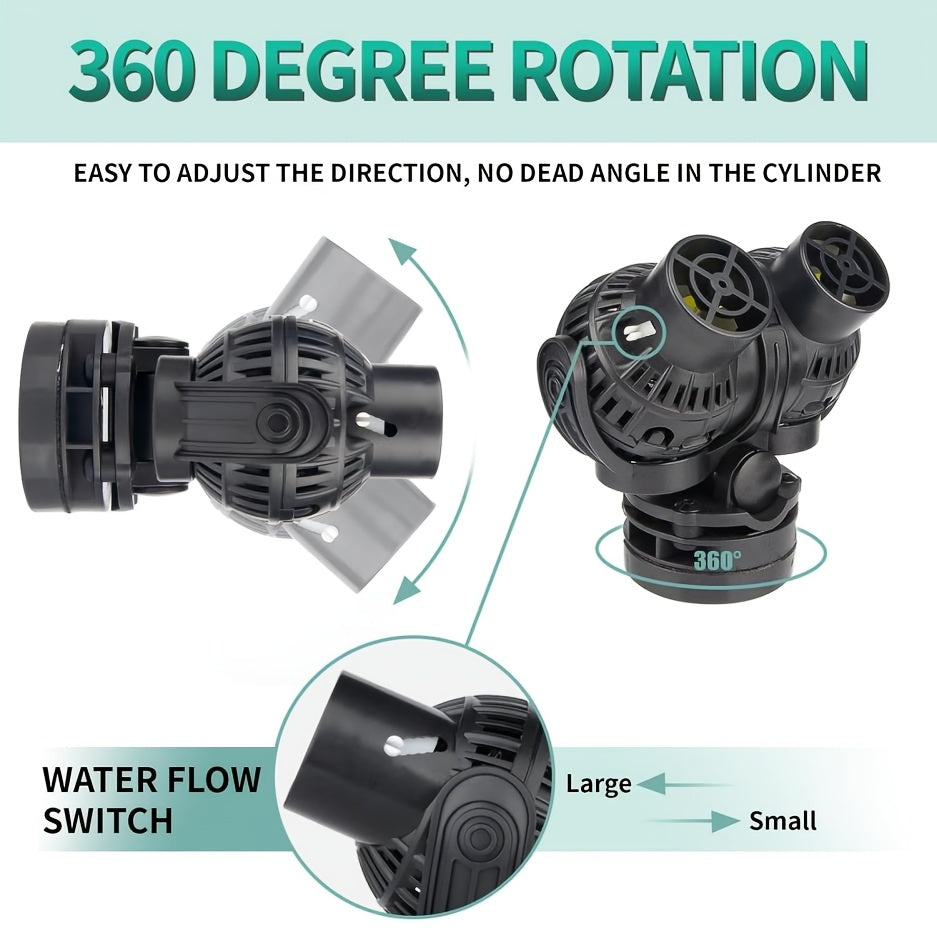 Aquarium Wave Maker with Dual 180° Adjustable Heads, Magnetic Mount Circulation Powerhead for 55–125 Gallon Freshwater and Saltwater Reef Tanks