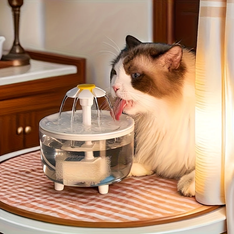 Cat Water Fountain 48oz with Triple Filtration, Quiet USB Powered Pet Drinking Dispenser for Cats and Small Dogs, Transparent or White