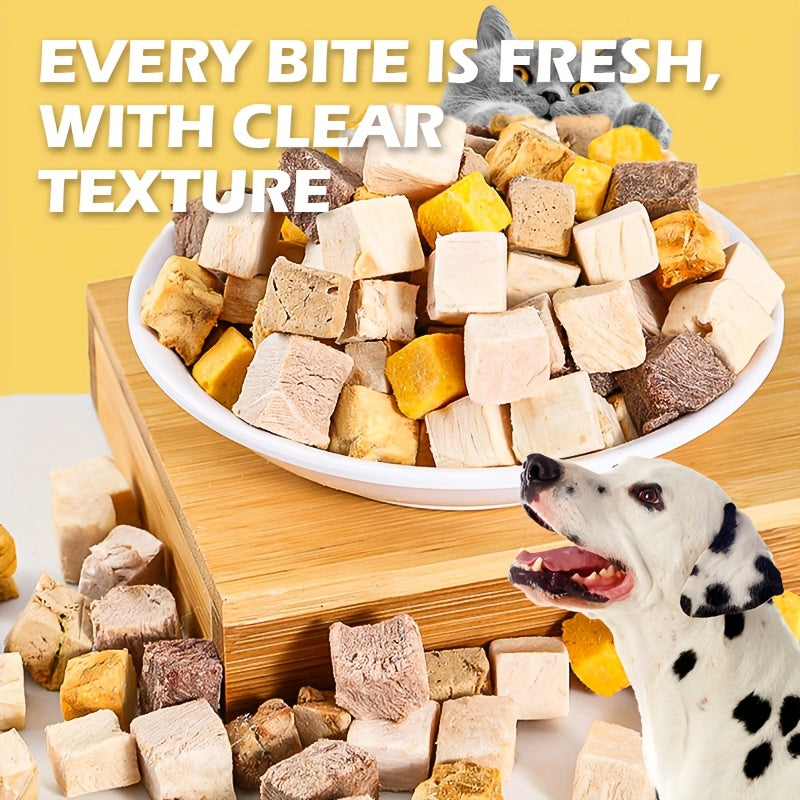 Triple Freeze-Dried Dog Treats, 150g Chicken, Beef Liver and Egg Yolk Snack Mix for Small and Medium Dogs, Supervised Training Rewards