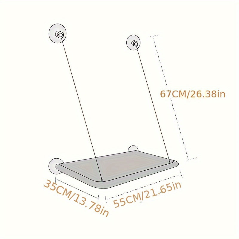 Suction Cup Cat Window Hammock in Khaki, Indoor Cat Bed and Window Viewing Platform for Lounging, Birdwatching and Everyday Rest