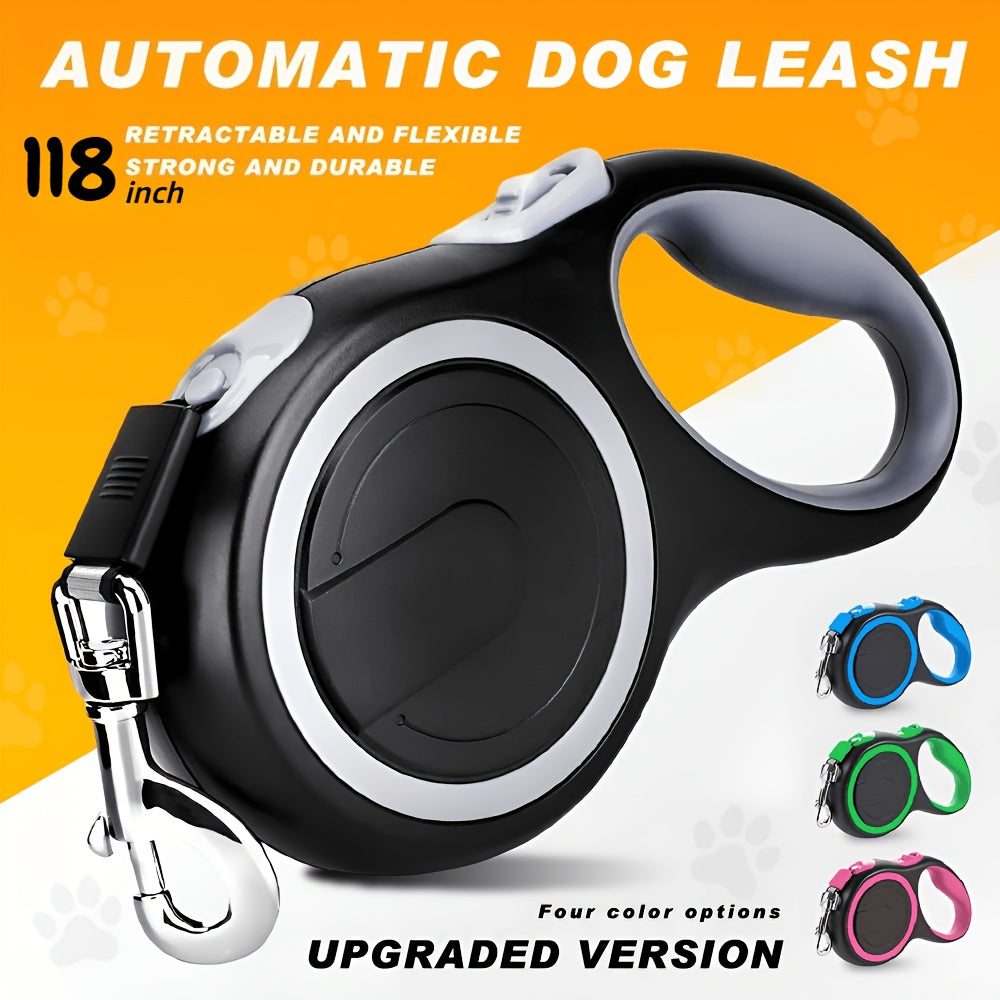 Retractable Dog Leash with 4 Bells, 118-Inch Cushioned Walking Lead for Small and Medium Dogs, Outdoor Training, Camping and Hiking