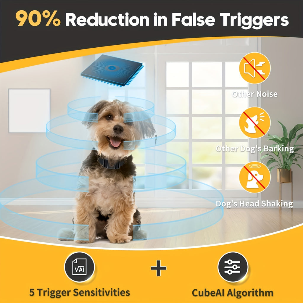 No Shock Bark Collar for Small Dogs 5-15 lbs, Compact Rechargeable Sound and Vibration Training Collar with 5 Sensitivity Levels, Black