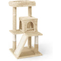 Cat Tree with Scratching Ramp, 37 Inch Indoor Cat Tower with Widened Padded Perch, Sisal Posts, Hammock and Cozy Condo for Cats and Kittens