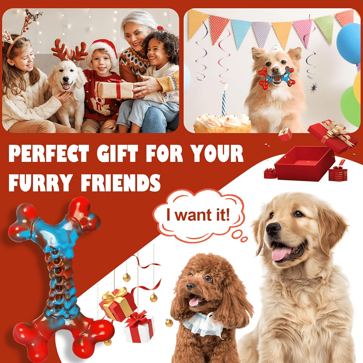 Nylon Dog Chew Bones for Medium and Large Dogs, Beef or Peanut Butter Flavor Options, 1 or 2 Piece Tough Toys for Supervised Chewing