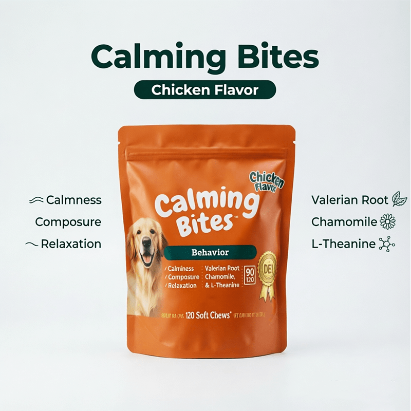 Chicken Flavor Calming Soft Chews for Dogs and Cats, Pouch-Style Pet Supplement with Chewable Format for Owner-Managed Wellness Routines