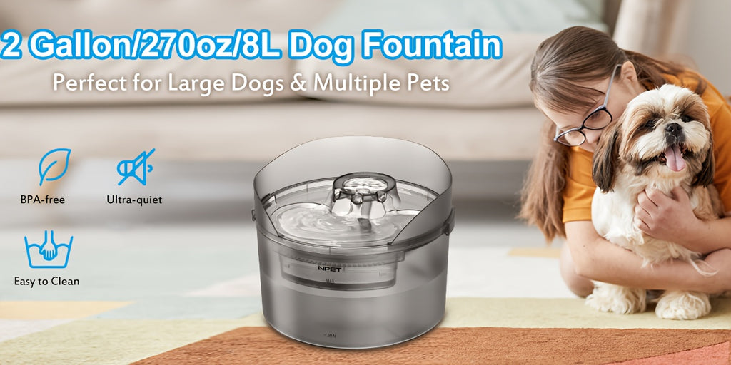 Large Dog Water Fountain DF30, 5L or 8L Flowing Pet Drinking Dispenser for Multi-Pet Homes with Selected Filter Bundles and Separate Filter Option