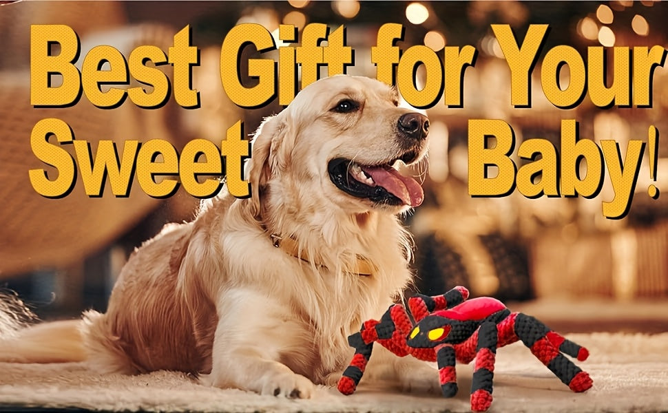 Spider Dog Toy with Squeaker and Crinkle Legs, Interactive Plush Tug of War Toy for Large Dogs, Red or Blue Halloween Pet Gift