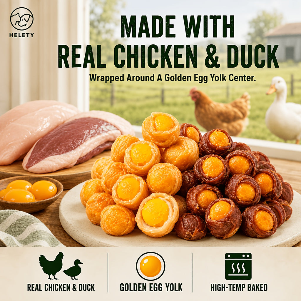 Chicken and Duck Dog Treats with Egg Yolk Options, Savory Meat Snacks for Supervised Training Rewards, Occasional Treat Time and Food Toppers