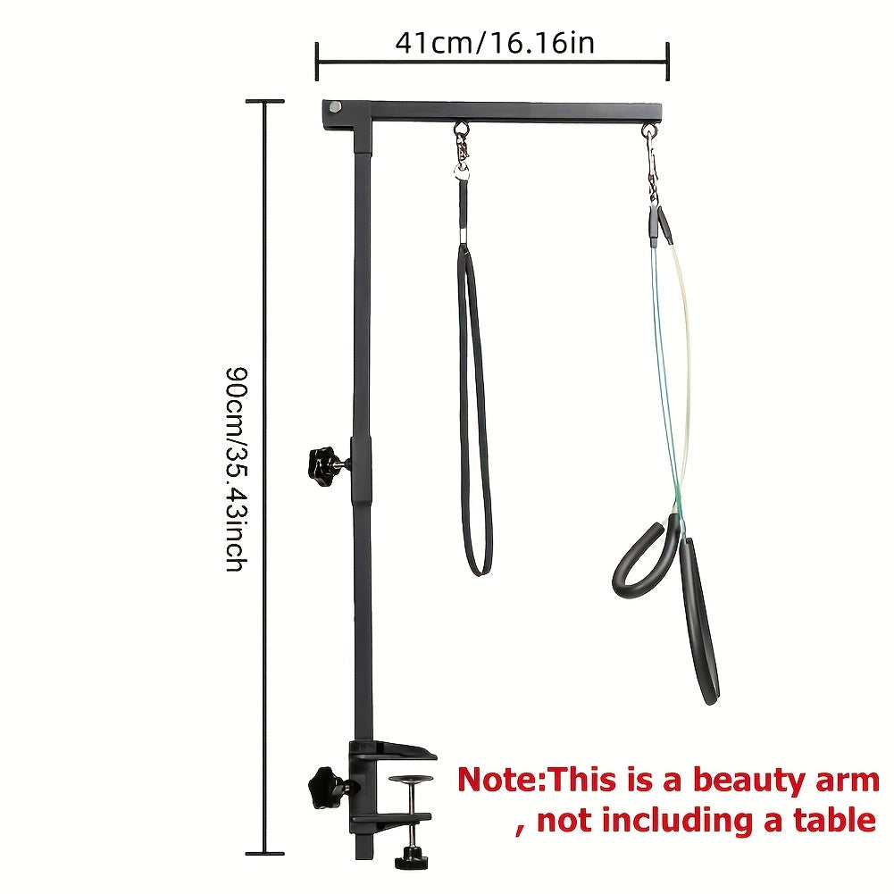 Telescopic Dog Grooming Arm in Black, Height Adjustable Pet Grooming Rack with Fixing Device for Supervised Bathing, Trimming and Coat Care
