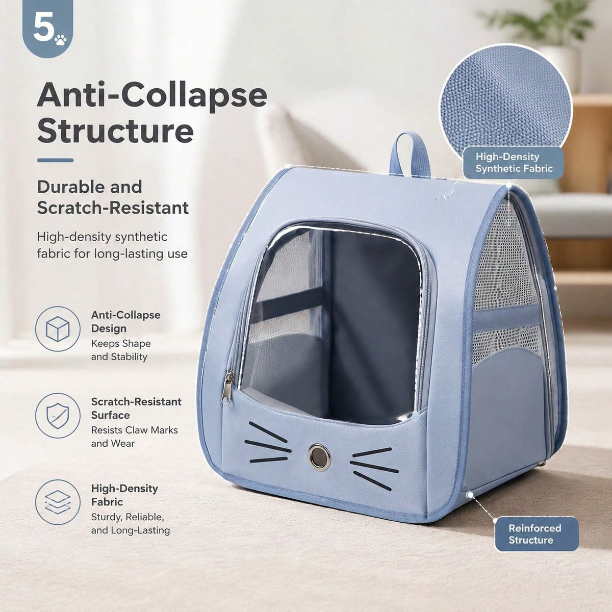 Transparent Pet Backpack Carrier for Cats & Small Dogs Up to 13 lbs, Breathable Oxford Cloth Travel Bag with Shoulder Strap for Outdoor Trips