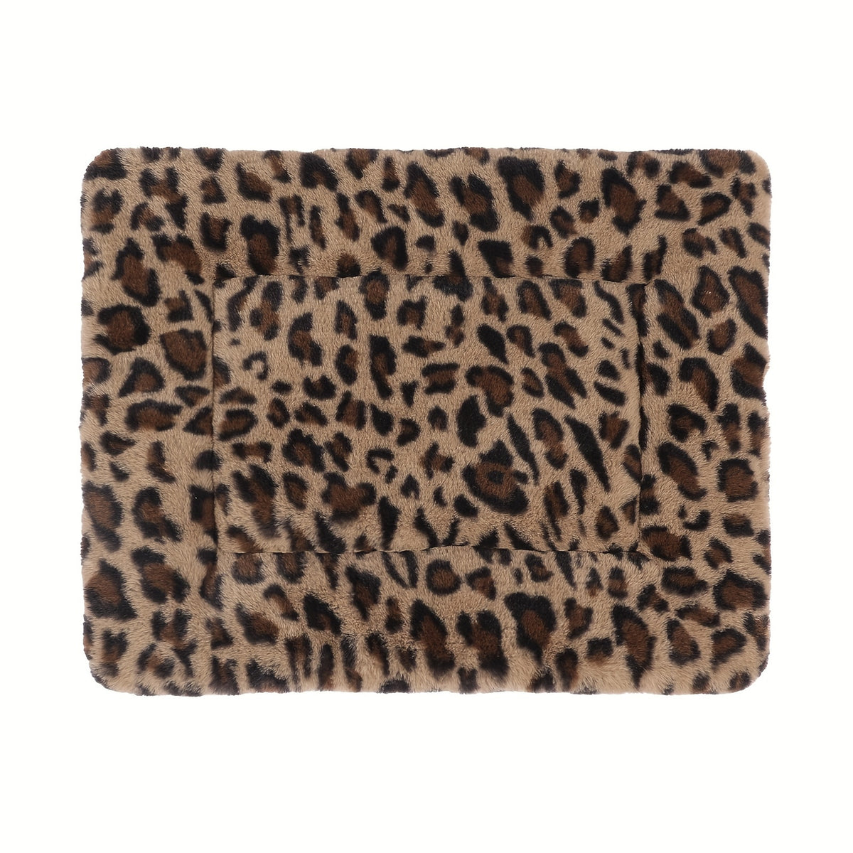 Reversible Dog Crate Mat with Leopard Print, Machine Washable Plush Pet Sleeping Pad for Dogs and Cats, Foldable Fleece Cushion in S to XL