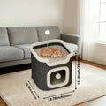 Cat Condo Tower with Foldable Design, Gray Indoor Cat Hideaway with Top Lounge, Detachable Panels and Scratching Surface, DC 13IN or 23IN-M Options