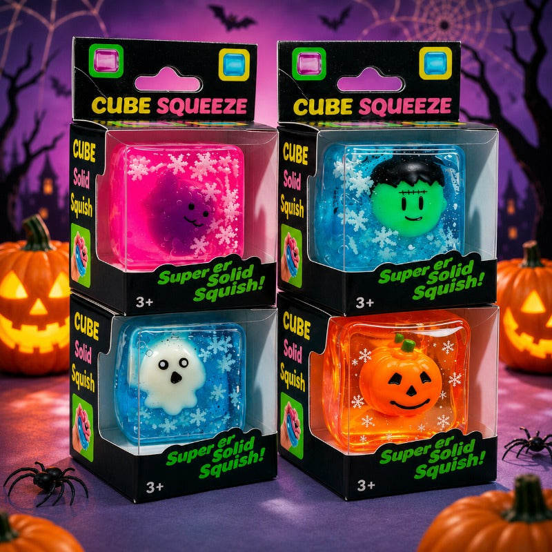 Halloween Cube Dog Toy, Soft Interactive Pet Play Toy for Small and Medium Dogs and Puppies, Pumpkin Ghost and Monster Themes, Random Color 1 Pack