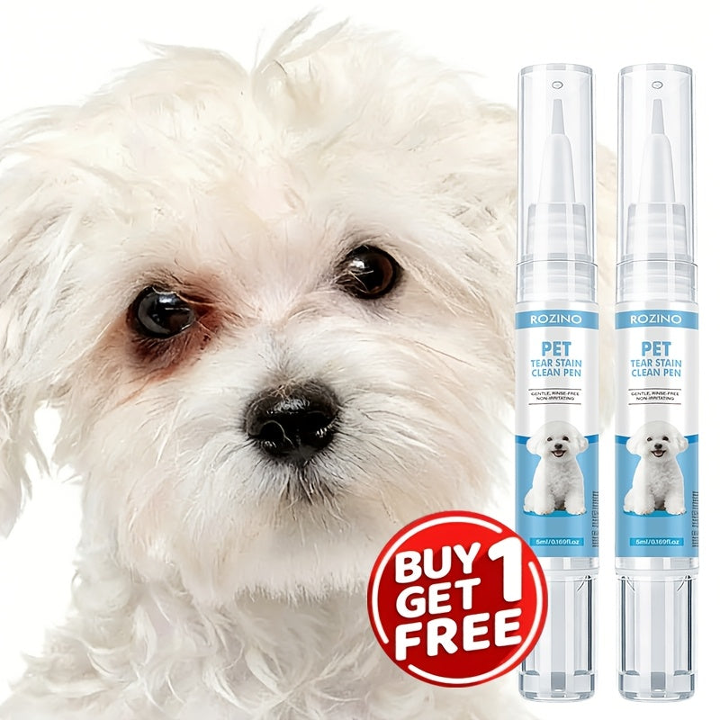 Tear Stain Remover Pen for Dogs and Cats, 2 Pack Rinse-Free Fur Cleaner for White Coats, Targeted Tear Mark Grooming and Daily Pet Care