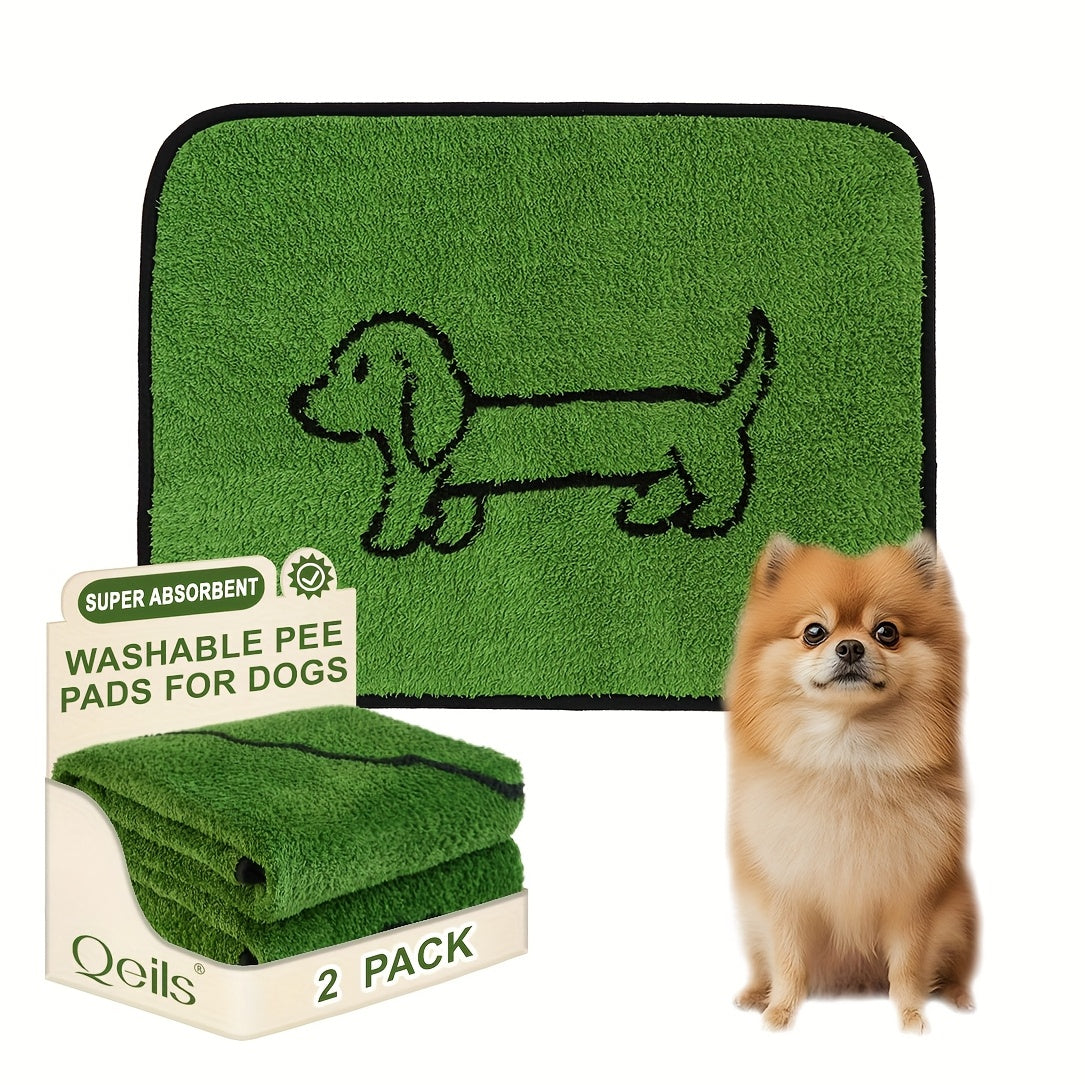 Washable Pee Pads for Dogs 18 x 24 Inches, Reusable Non-Slip Puppy Potty Training Mats with Dog Designs for Floors, Crates and Couches