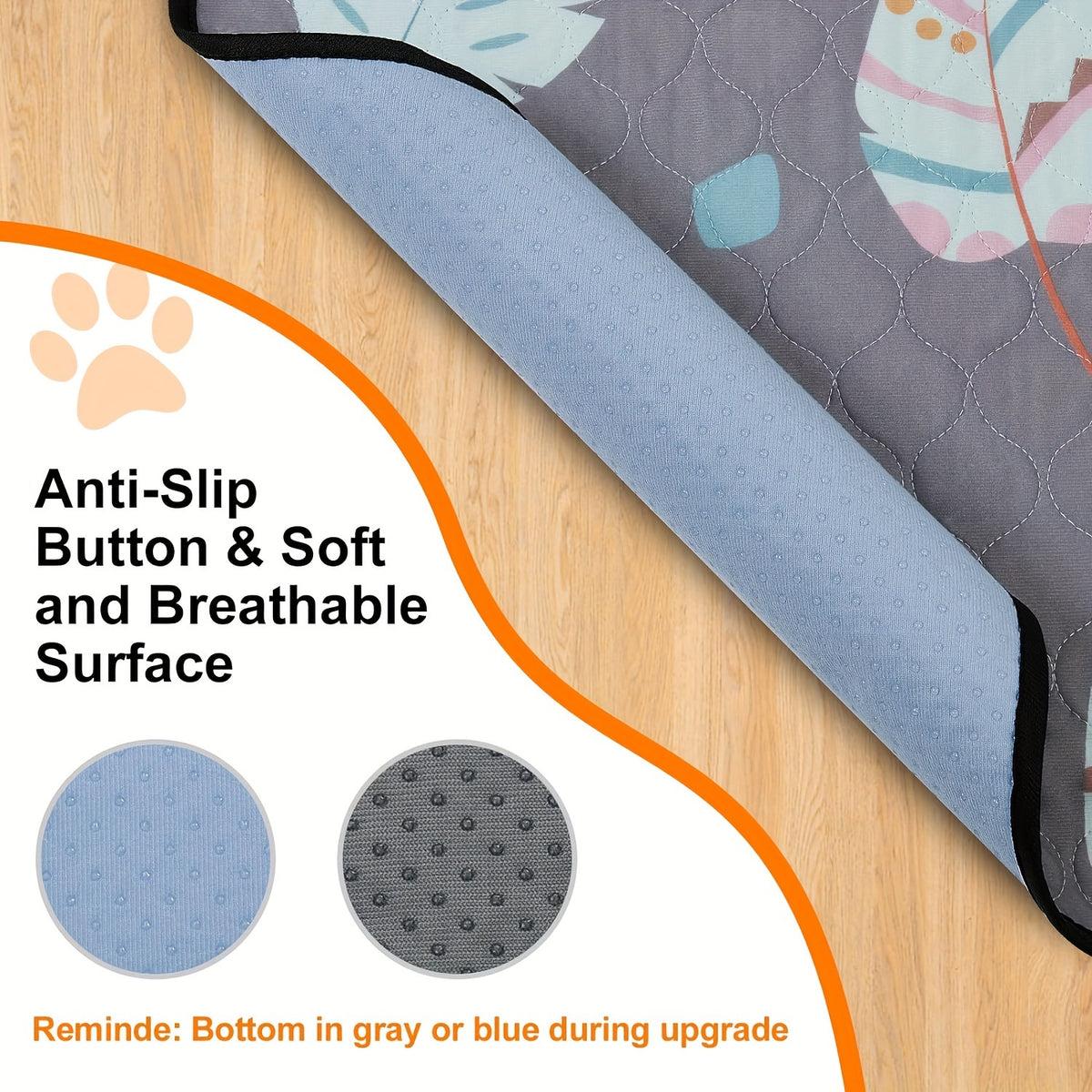 Washable Whelping Pads for Dogs, Gray Reusable Leak-Proof Puppy Pee Mats with Non-Slip Design for Playpens, Crates and Potty Training