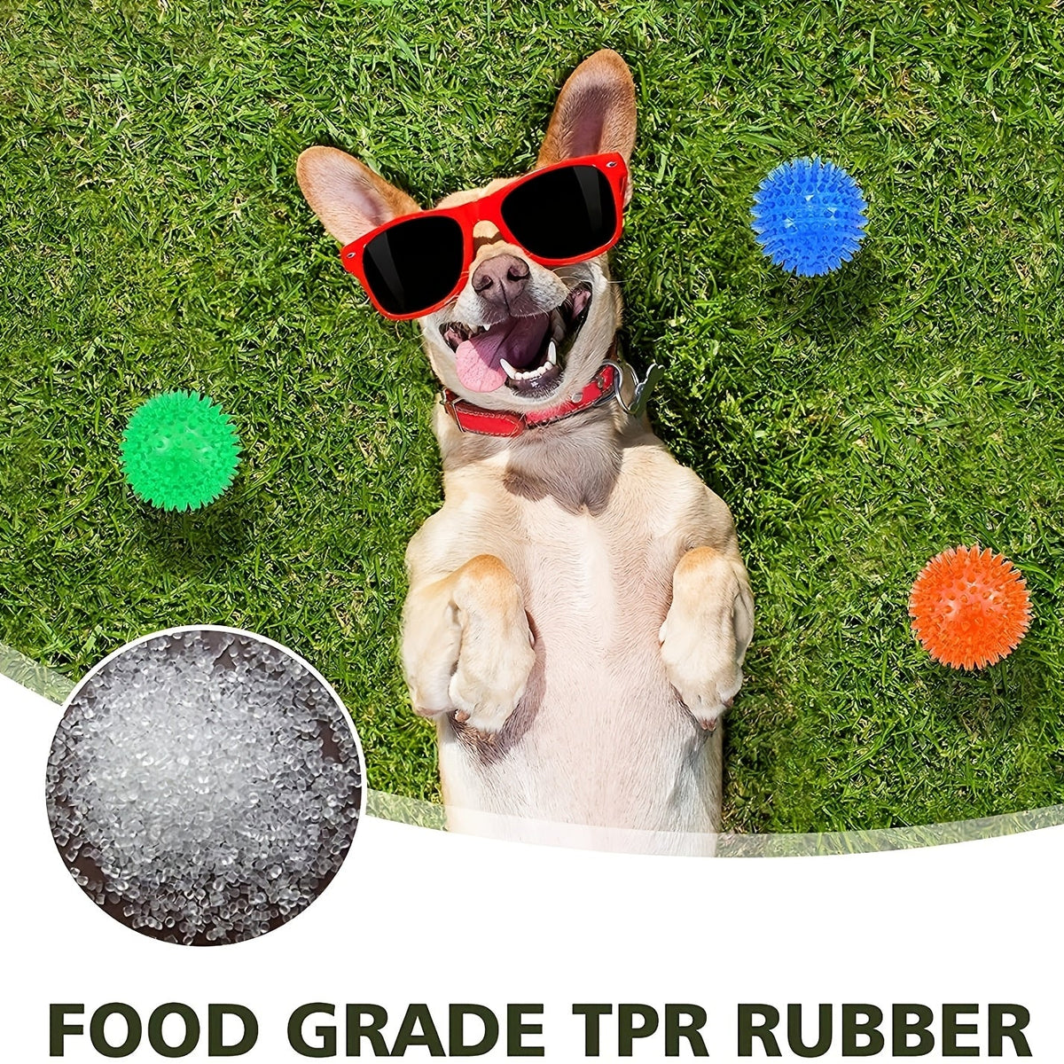 Spiky Dog Balls 2 Pack, XL 4.5-Inch Textured TPR Fetch Toys for Supervised Indoor and Outdoor Interactive Play, Battery-Free Dog Toy Set
