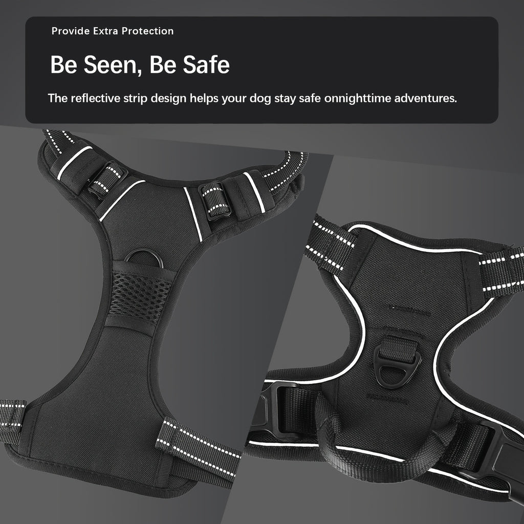 Breathable Dog Harness and Leash Set with Poop Bag Dispenser, Soft Walking Vest for Medium to Large Dogs, Red and Black Options in M, L and XL