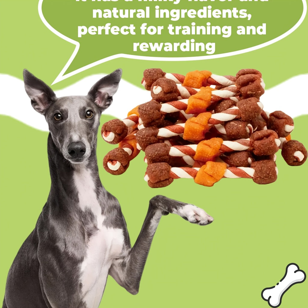 Triple Flavor Dog Chew Skewers with Chicken, Duck and Beef Options, Chicken Bone and Dumbbell Treat Selections for Supervised Snack Time