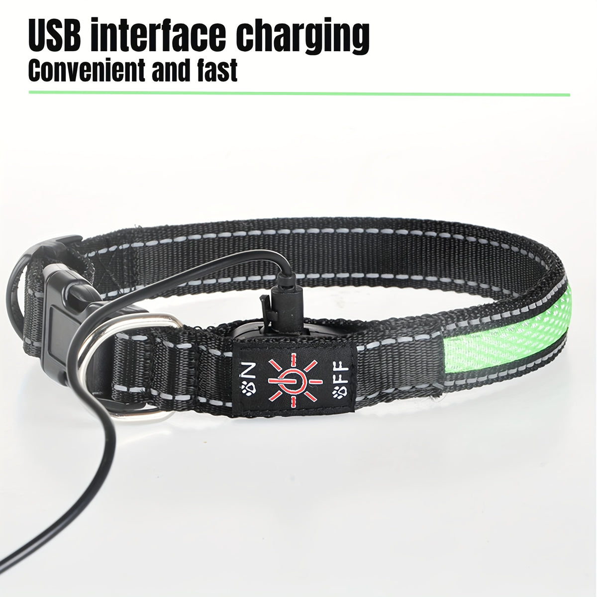 LED Dog Collar with Soft Mesh Design, USB Rechargeable Adjustable Light Up Collar for Small Medium Large Dogs, Evening Walks, XS-XL