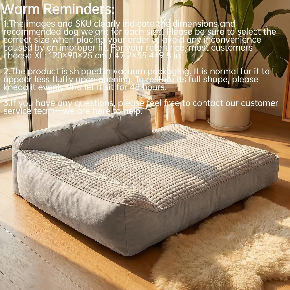 Three-Sided Bolster Dog Bed with Memory Foam and Egg Crate Cushioning, Gray Orthopedic Pet Sofa for Everyday Rest, S L XL Sizes for Dogs