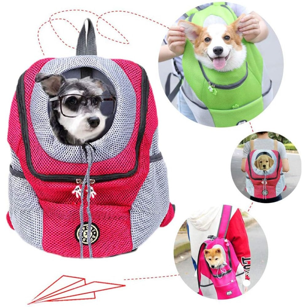 Legs Out Dog Backpack Carrier for 13-17 lb Pets, Medium Breathable Front Carrier with Adjustable Neck Cushion and Safety Leash for Walks and Travel