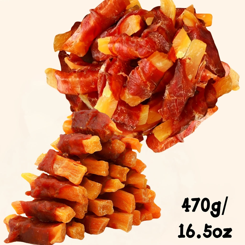 Sweet Potato Dog Treat Selection with Dried Slices, Duck Sweet Potato and Chicken Donut Options, Chewy Snacks for Supervised Rewards and Treat Time