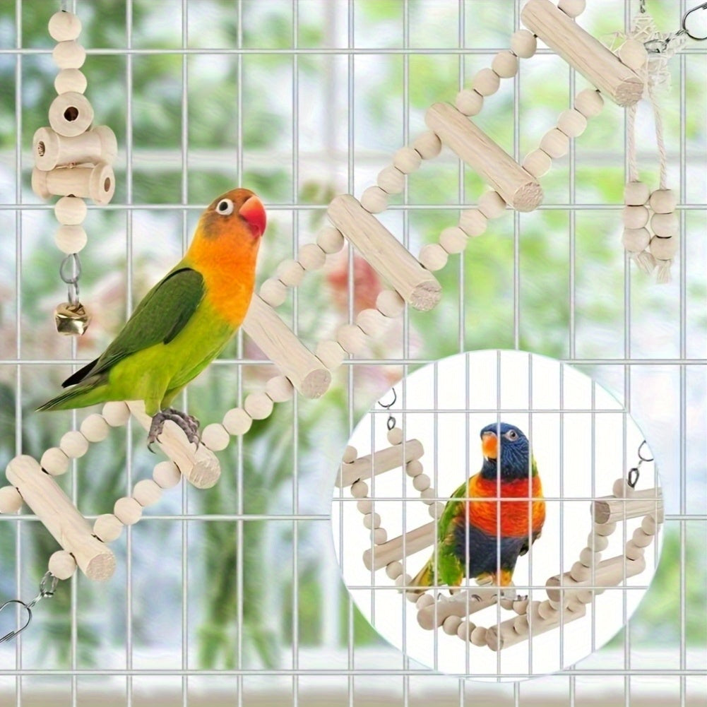 Parrot Cage Toys, 5-Piece Random Bird Swing, Hanging Perch and Climbing Ladder Assortment for Budgies, Parakeets, Cockatiels and Lovebirds