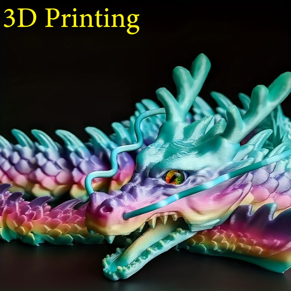 3D Printed Dragon Figurine, Large 88cm Articulated Dragon with Movable Joints and Mouth for Desktop Display, Fantasy Decor and Birthday Gifts