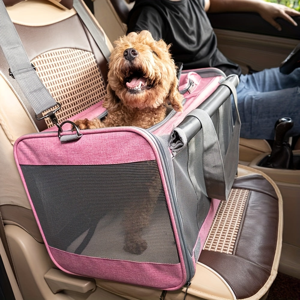 Cat Carrier Travel Set for Cats and Small Dogs, Soft-Sided Breathable Collapsible Pet Bag with Bowl, Collar or Pet Glove Bundle Options