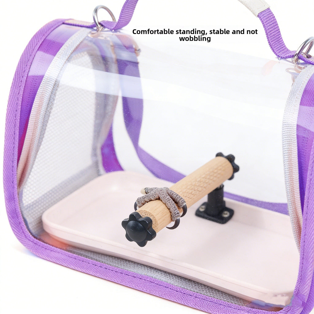 Small Bird Carrier with Perch, Portable Parrot Travel Bag with Clear Viewing Panels, Mesh Ventilation and Carry Handle for Vet Visits