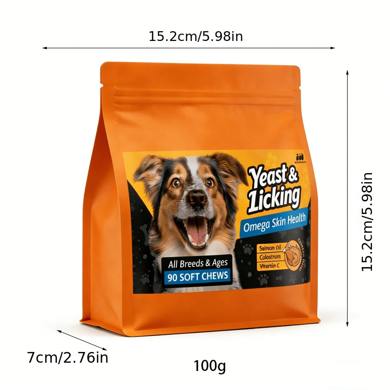 Dog Skin and Coat Chews with Omega 3 and Virgin Coconut Oil, Chicken Flavor Chewable Supplement for Everyday Canine Grooming Care