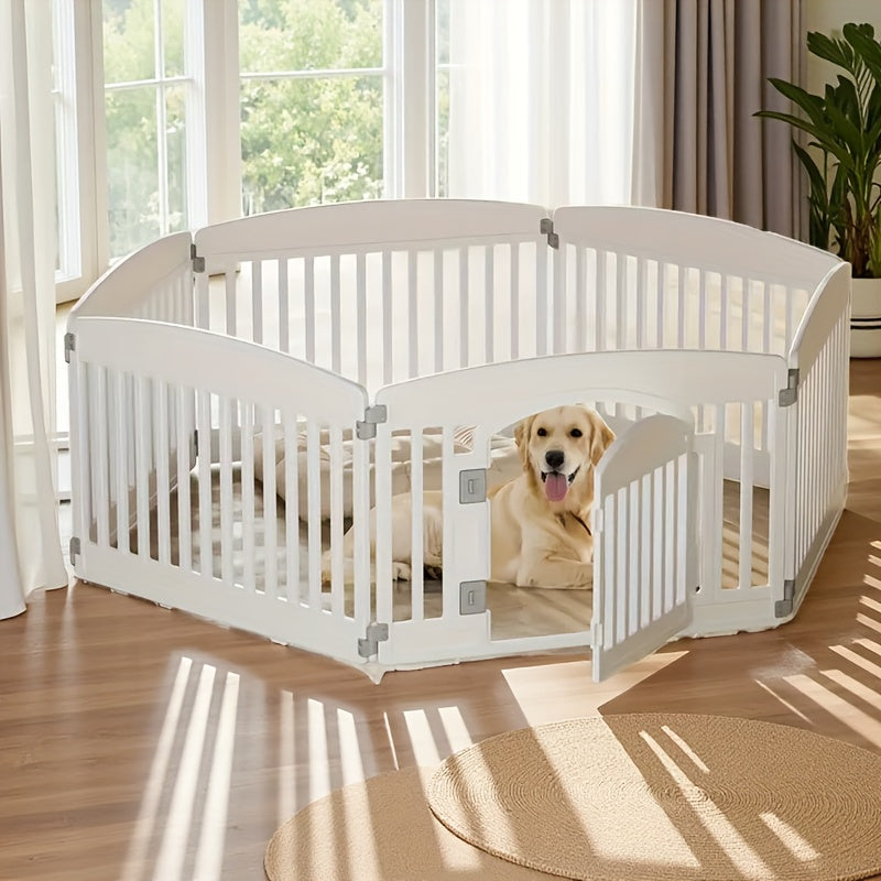 Portable Dog Playpen with Locking Door and Non-Slip Bottom, 4 or 6 Panel Lightweight Puppy Exercise Pen for Indoor and Outdoor Use