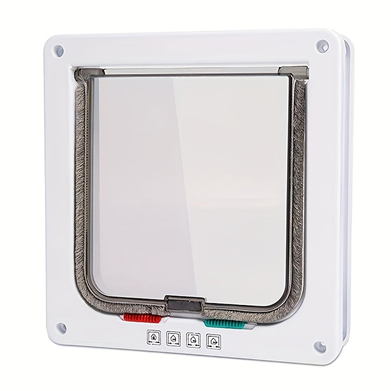 Cat Flap Door with 4-Way Lock, Large Weatherproof Pet Entry for Interior and Exterior Doors, 9.9 x 9.2 Inch Frame with 7.08 x 7.48 Inch Opening