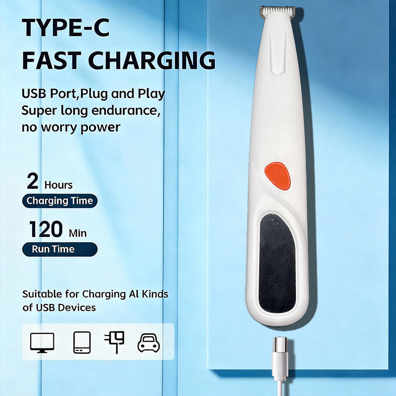 Pet Hair Trimmer with Digital Display and LED Light, Adjustable Low-Noise USB Rechargeable Grooming Clipper for Cats and Small Dogs